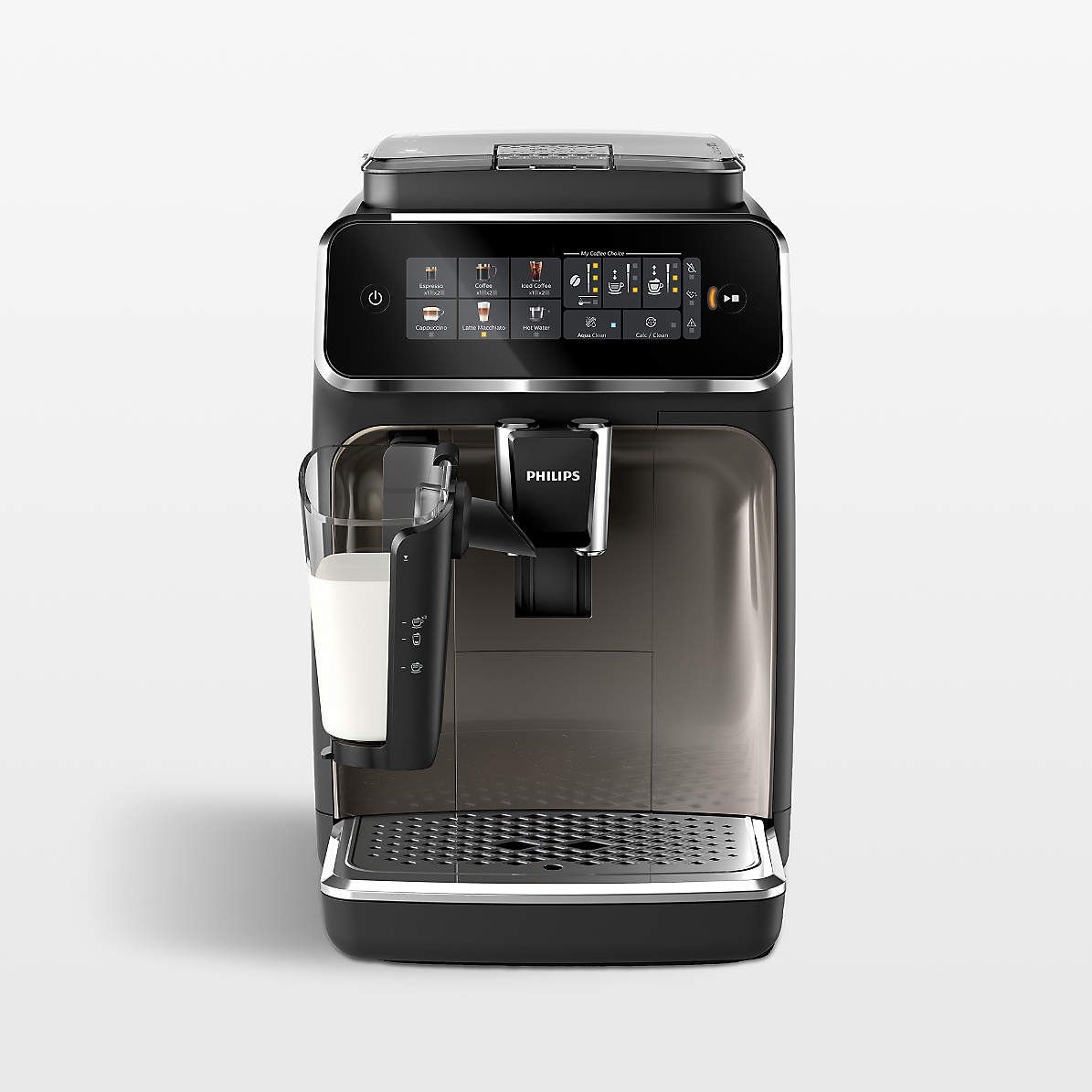 Philips 3300 LatteGo, vue frontale avec carafe LatteGo