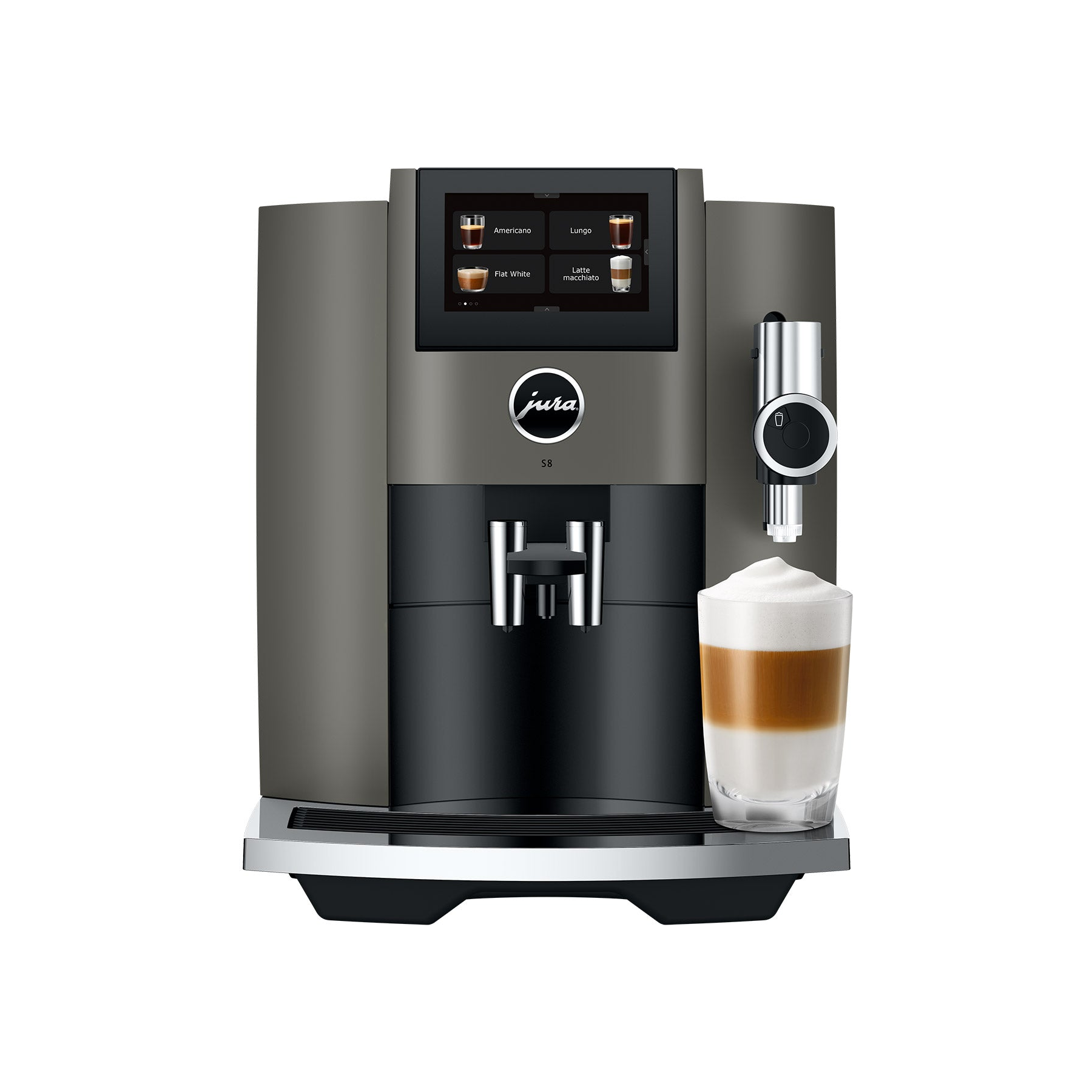 Jura S8 Dark Inox — latte macchiato
