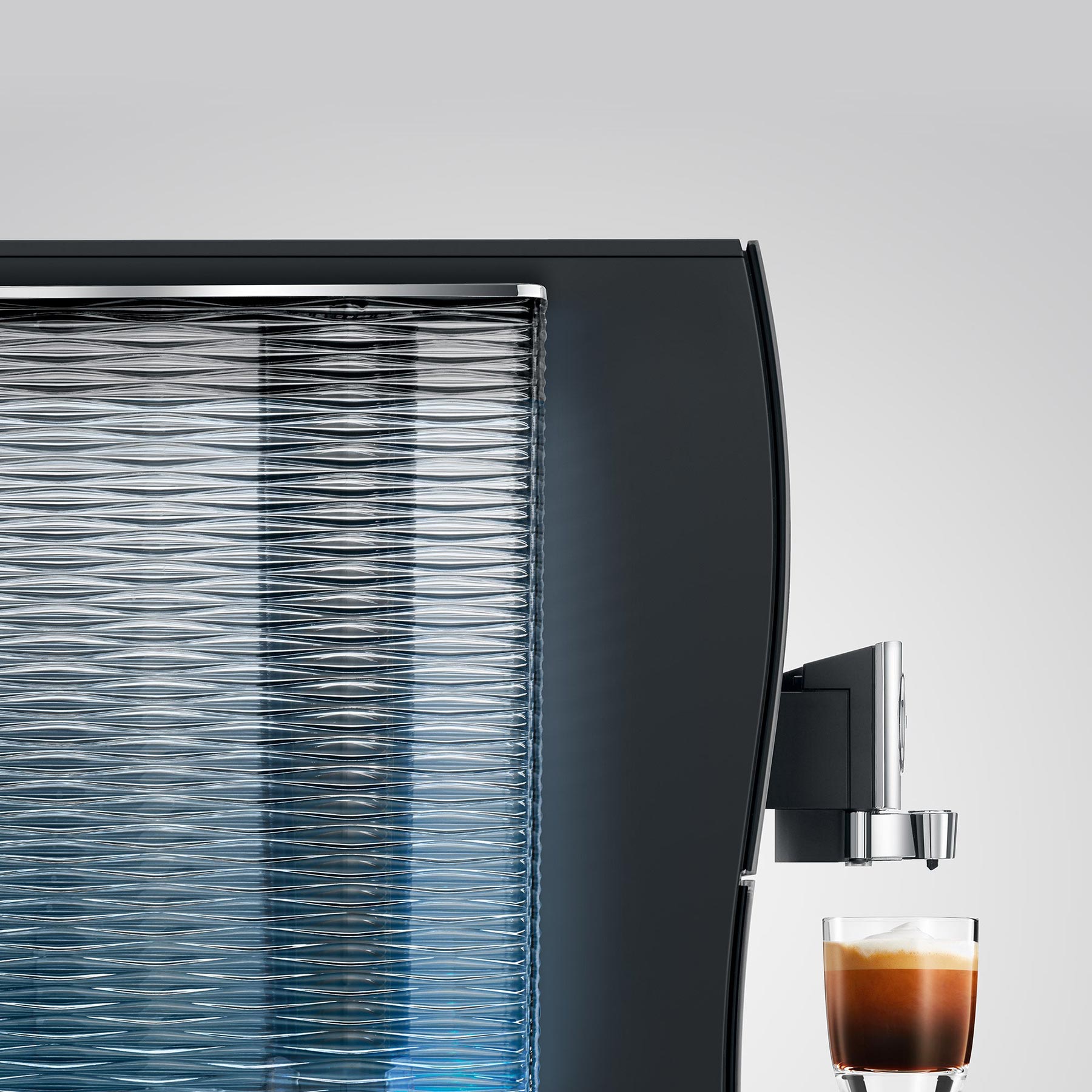 Jura Z10 Aluminium Black — détail extraction, becs verseurs