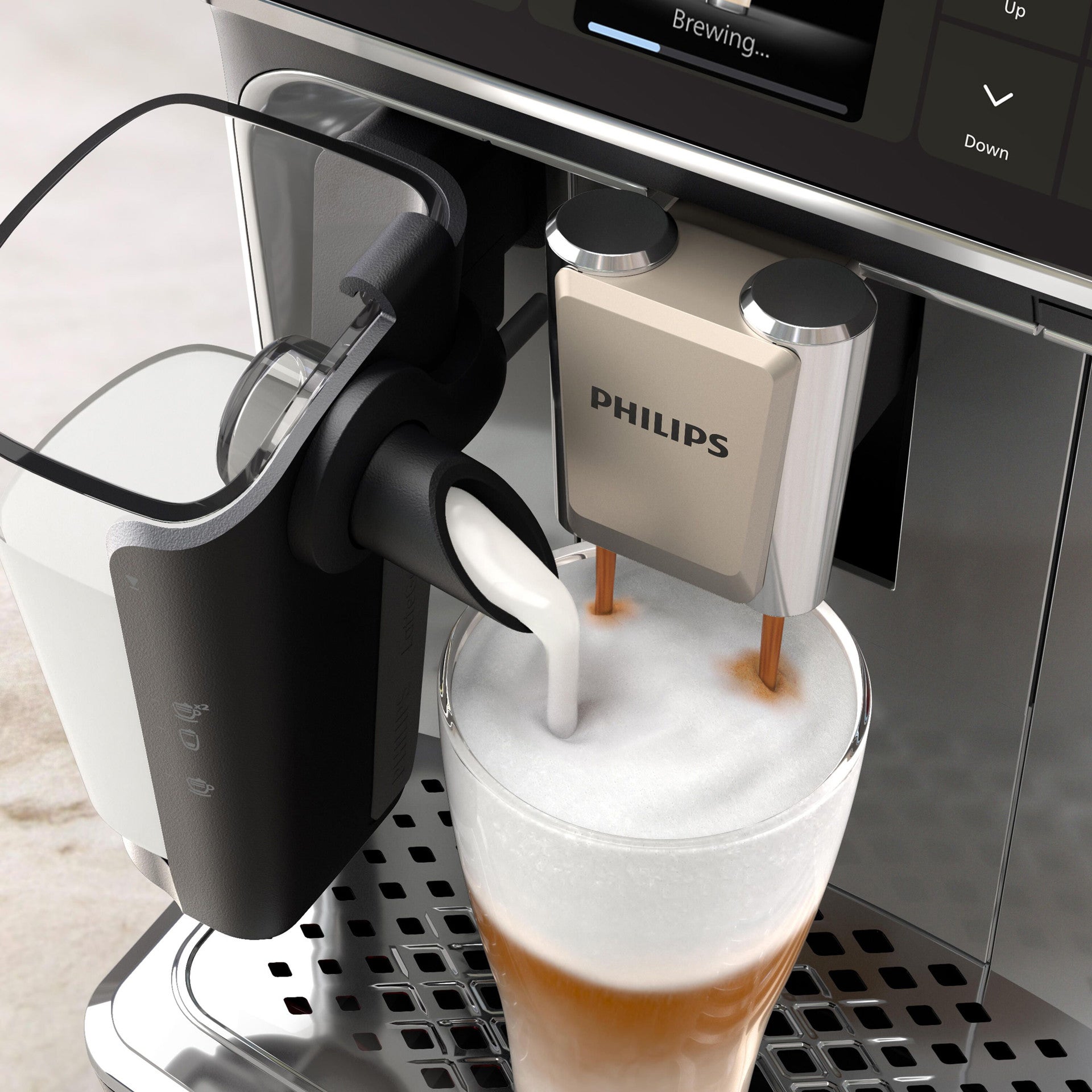 Philips 5500 LatteGo Gris chromé — vue trois-quarts alternative