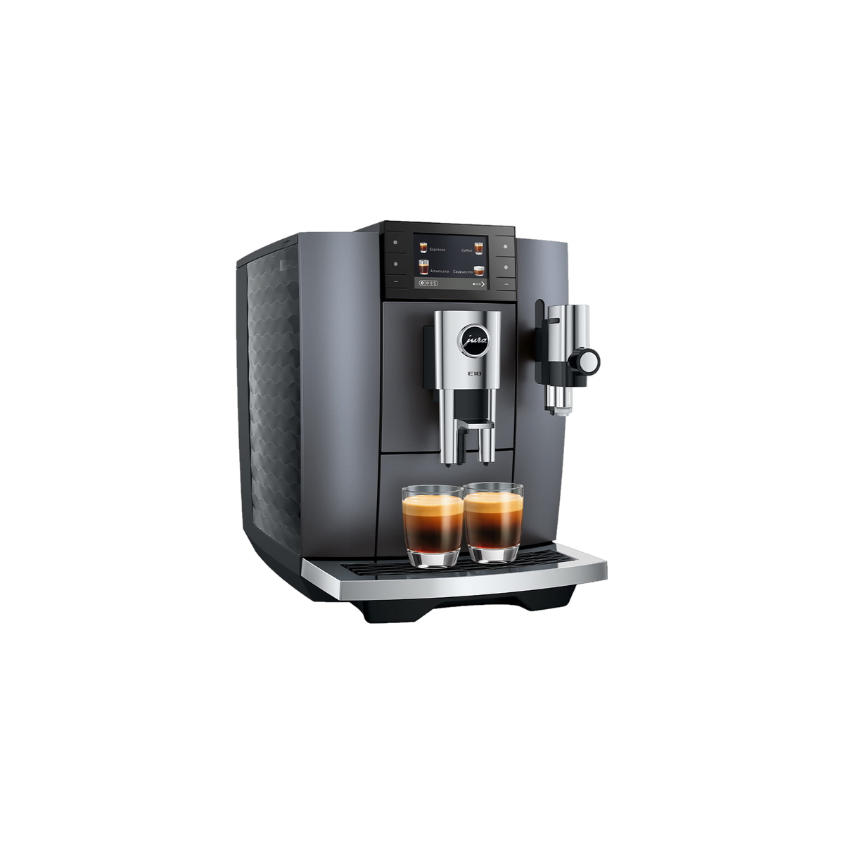 Jura E10 Onyx Grey — vue trois quarts