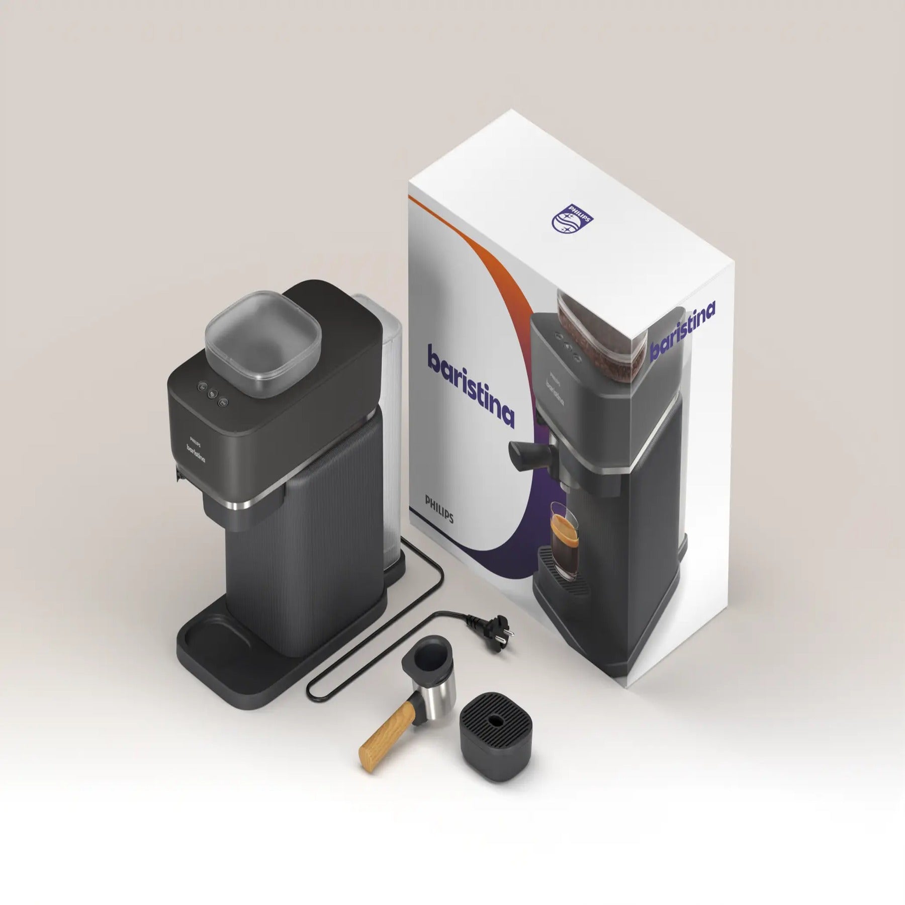 Philips Baristina Bois de Frene - vue porte filtre detail