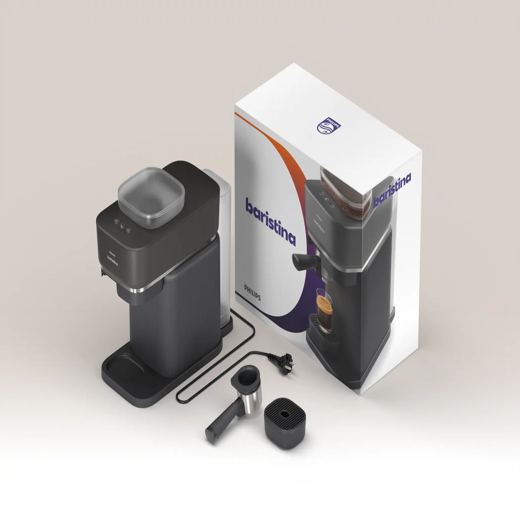 Philips Baristina Jaune Mangue - vue porte filtre detail